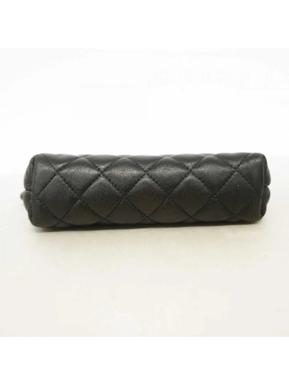 Chanel Pouch Quilted Lambskin Black Silver